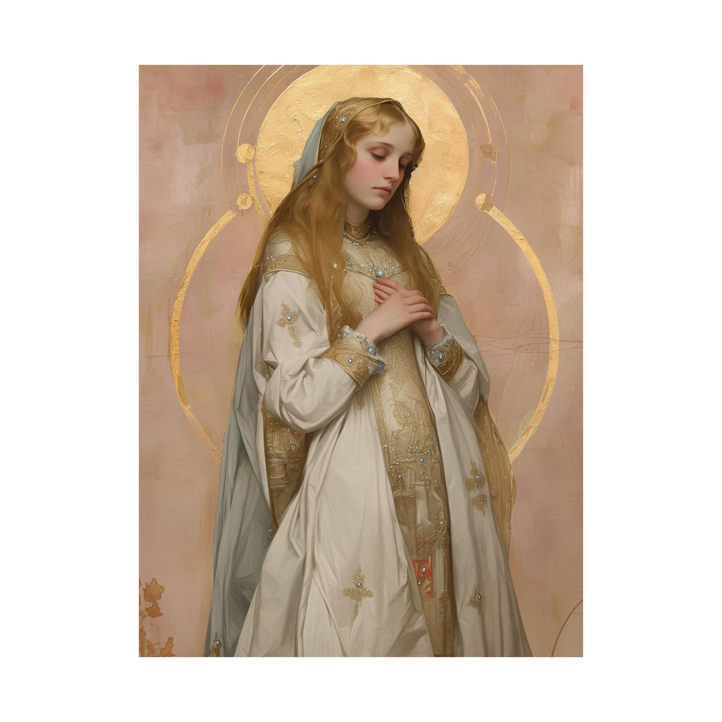 Saint Waldetrudis / Waltrude or Waudru - Sanctified Souls Print - Multiple Sizes - Premium Matte Vertical Posters - Catholic Saint Art