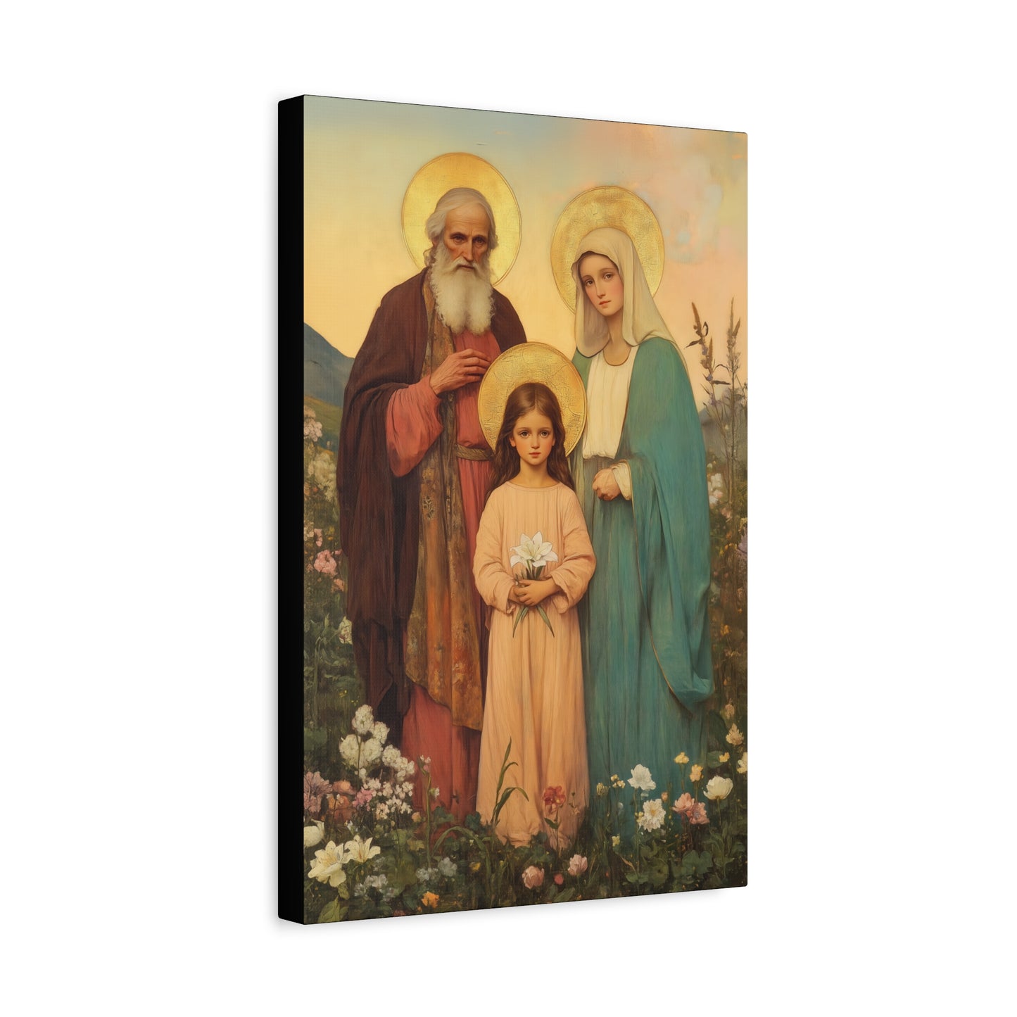 Saints Joachim and Anne with Young Mary - Gallery Wrapped Canvas - Print - Religious Art for your Home - Catholic Art