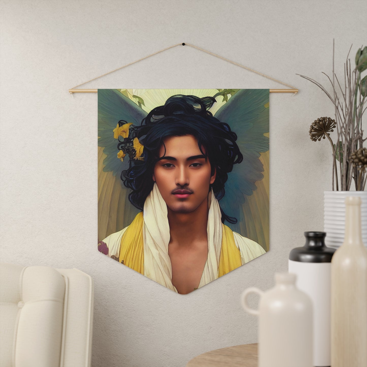 The Archangel Michael Wall Banner / Wall Hanging - Guardian Angel art - Large Print Wall Art - 18" x 21" - Faithful Angel Magic Divine
