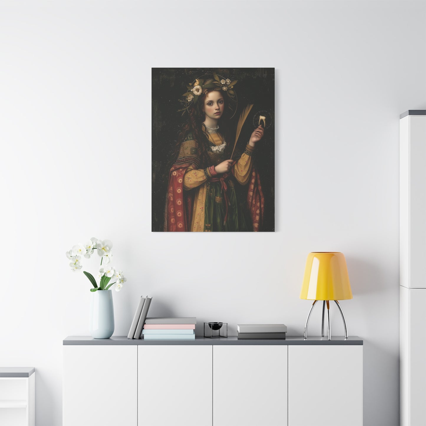 Saint Apollonia - Museum Wrapped Canvas - Print - Religious Art for your Home - Catholic art print - prayer room art