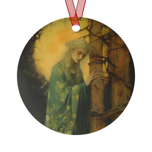 Saint Afra Metal Ornament - Religious Holiday Christmas Ornament and Keepsake - Double sided - Prayer Ornament
