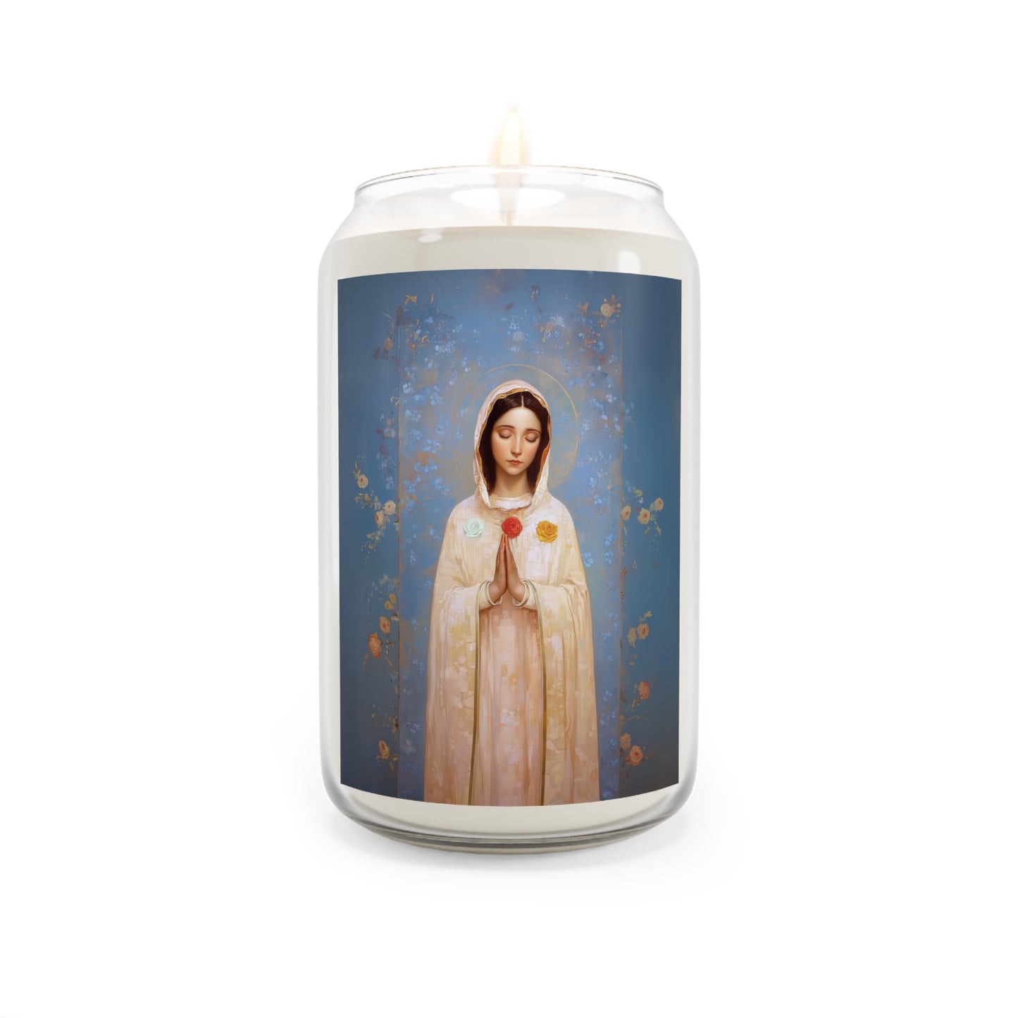 Rosa Mystica - Mystical Rose - Mother Mary - Marian Art - Scented Prayer Candle, 13.75oz - Tall Size - Religious Candle