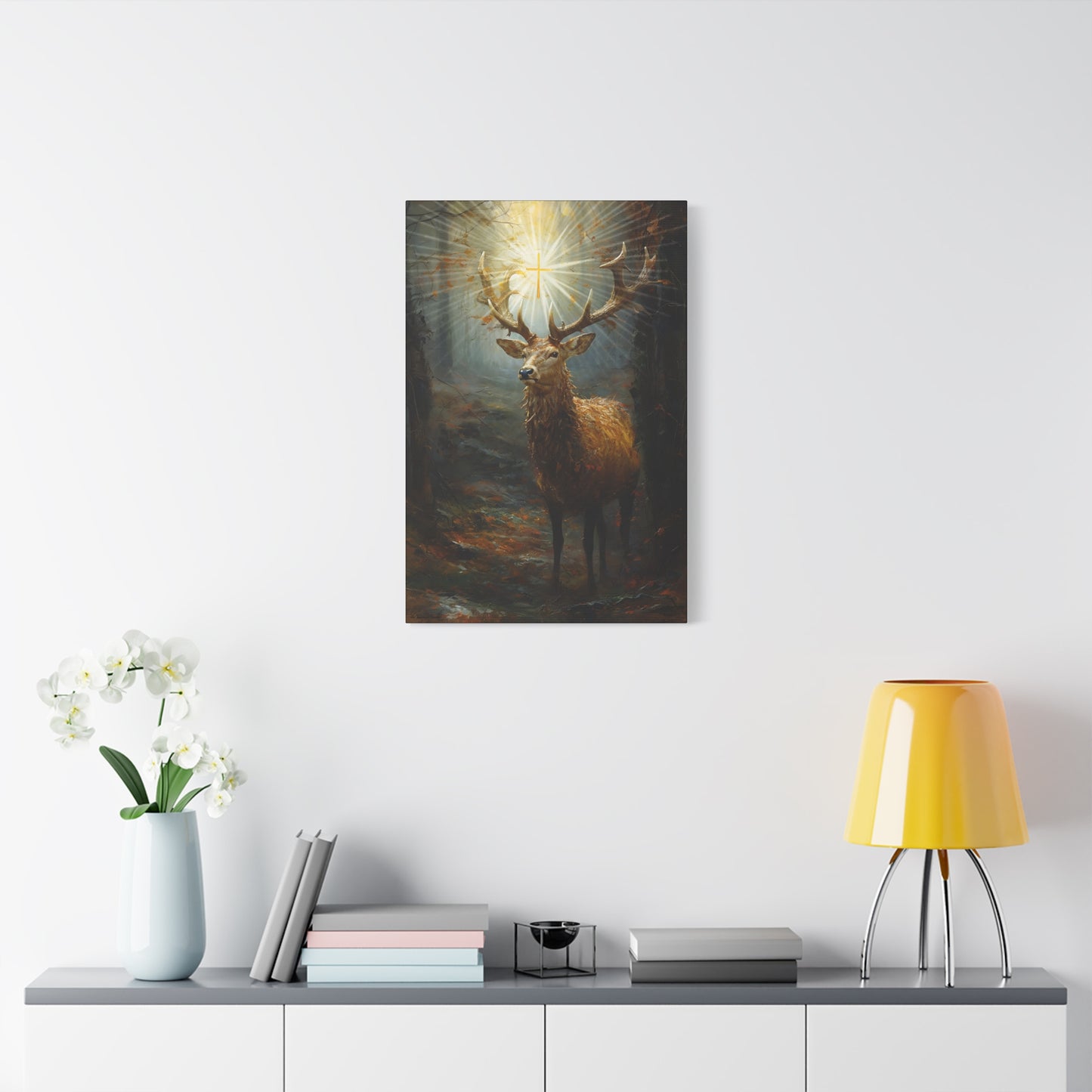 The Stag of Saint Hubert / Saint Hubertus Stag - Museum Wrapped Canvas - Sanctified Souls Print - Religious Art for your Home