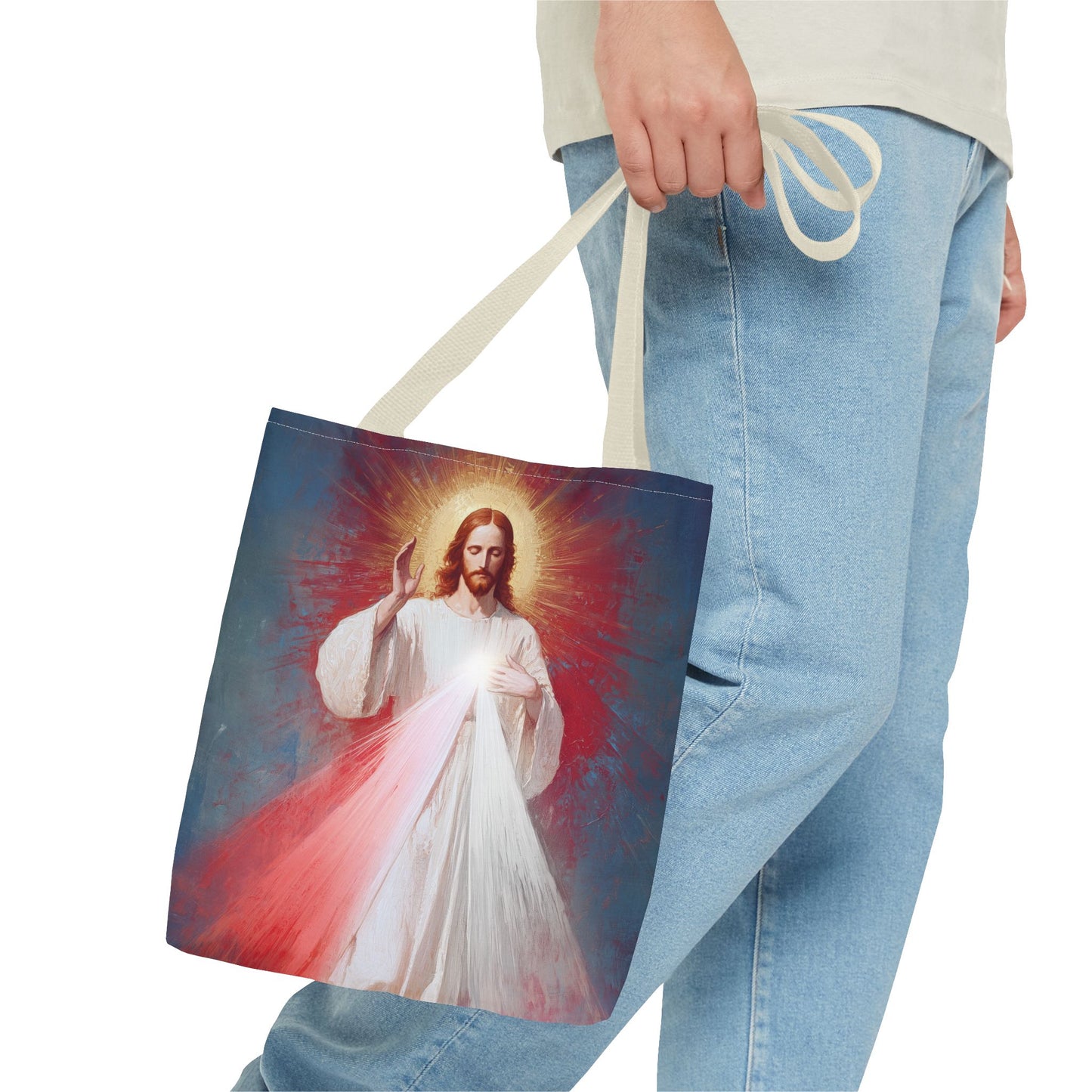 The Divine Mercy - Our Lord Jesus Christ - Tote Bag - Large Medium Small Faith Art Bag - Re-usable Tote Purse - Double Sided
