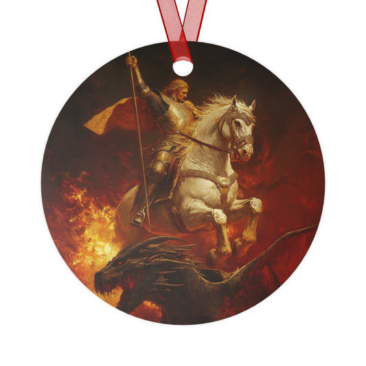 Saint George  Metal Ornament - Religious Holiday Christmas Ornament and Keepsake - Prayer Ornament
