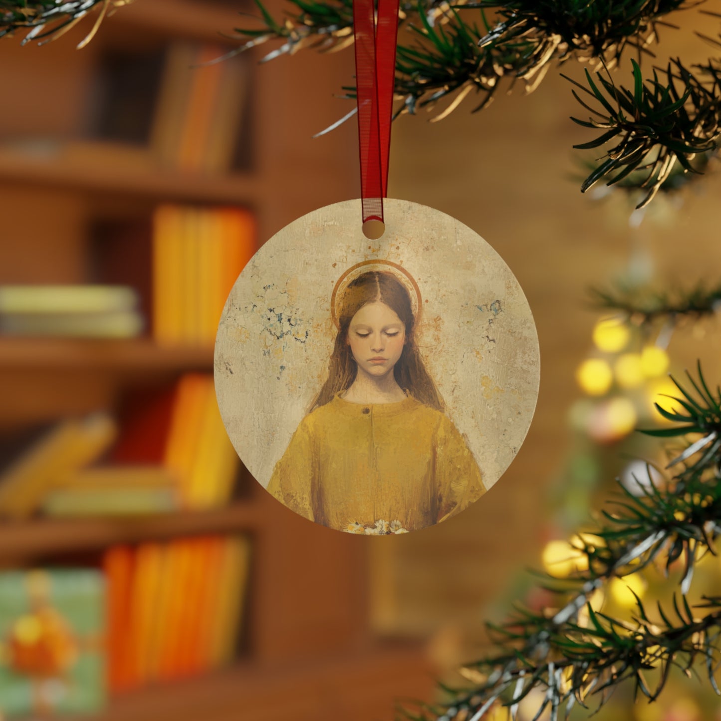 Saint Lucy Metal Ornament - Religious Holiday Christmas Keepsake - Religious Catholic Tree Ornament - Christmas Gift
