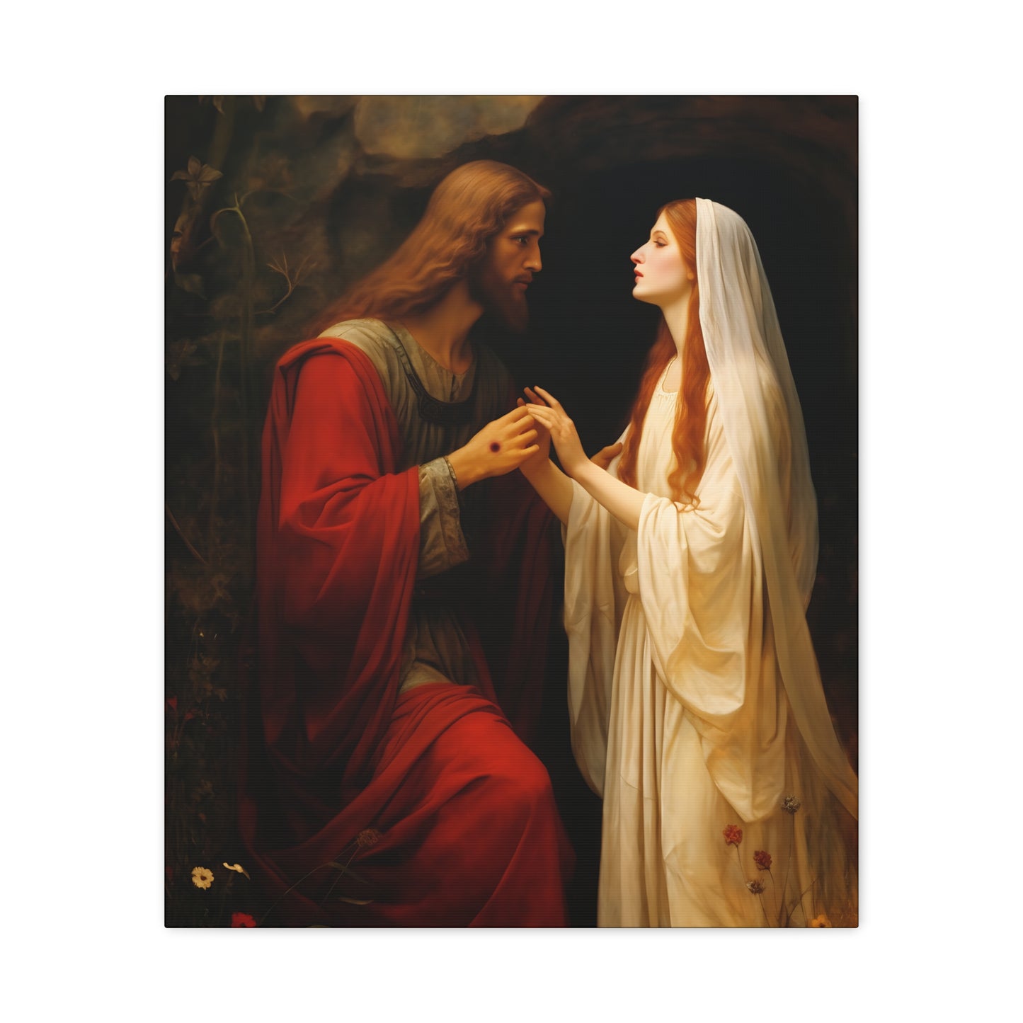 Revelation of Redemption Mary Magdalene and the Risen Christ - Gallery Wrapped Canvas - Sanctified Souls Print - Religious Art for your Home