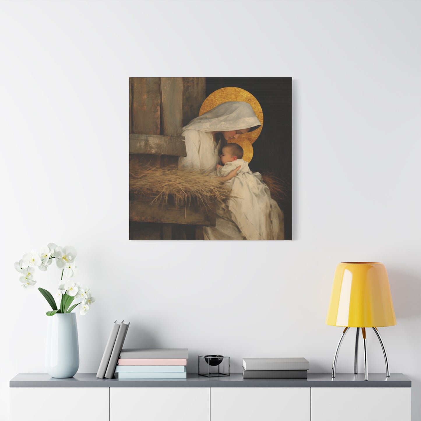 Our Lady of the Manger - Mother Mary and the Christ Child - Gallery Wrapped Canvas - Print - Religious Art for your Home - Catholic