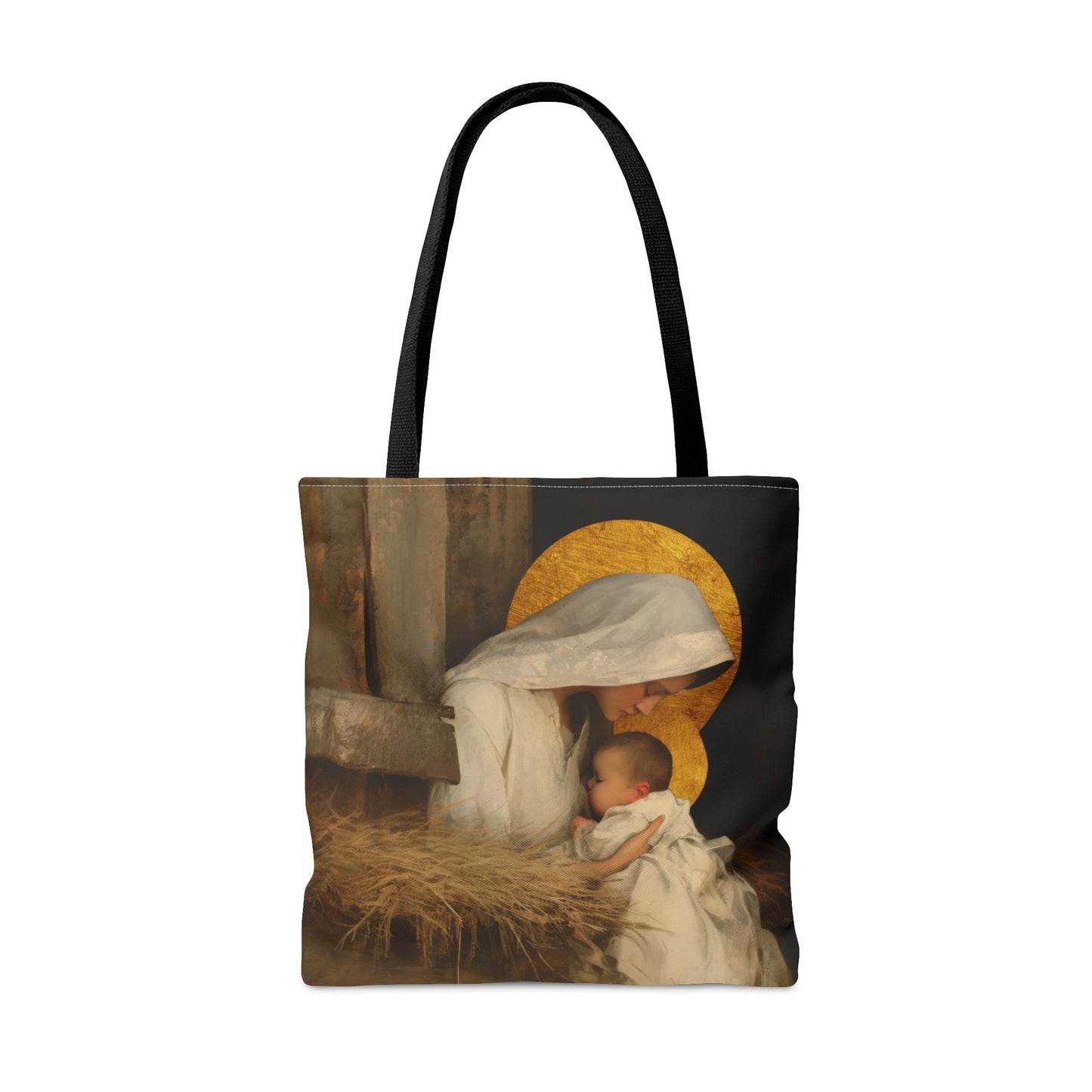 Our Lady of the Manger - Mother Mary and the Christ Child - Tote Bag - Large Medium Small Faith Art Bag - Catholic Faith Purse