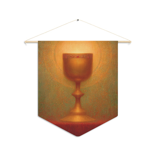 Chalice of the Lamb, Light of the World - The Holy Grail Wall Banner / Wall Hanging - Christian Art - Prayer room - 18" x 21"