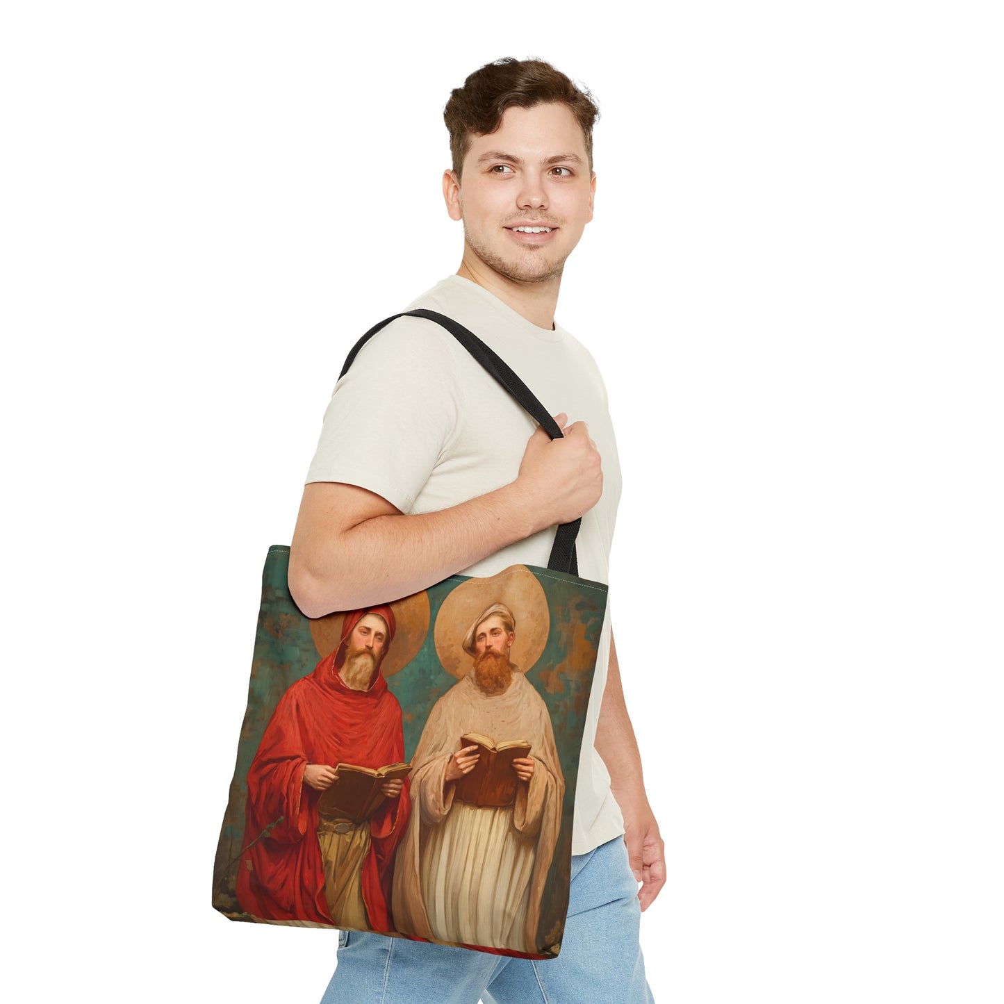 Saints Cosmas and Damian - Tote Bag - Large Medium Small Faith Art Bag - Bible Study Faith Purse - Double Sided Prayer Tote