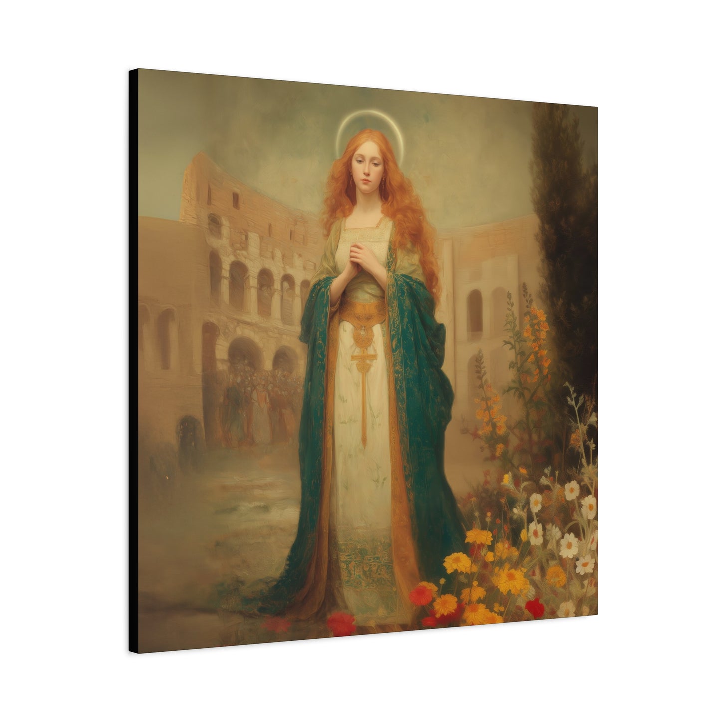 Saint Justina - Multiple Sizes - Catholic Home art - Museum Wrapped Canvas - Sanctified Souls Print - Catholic Martyr Art