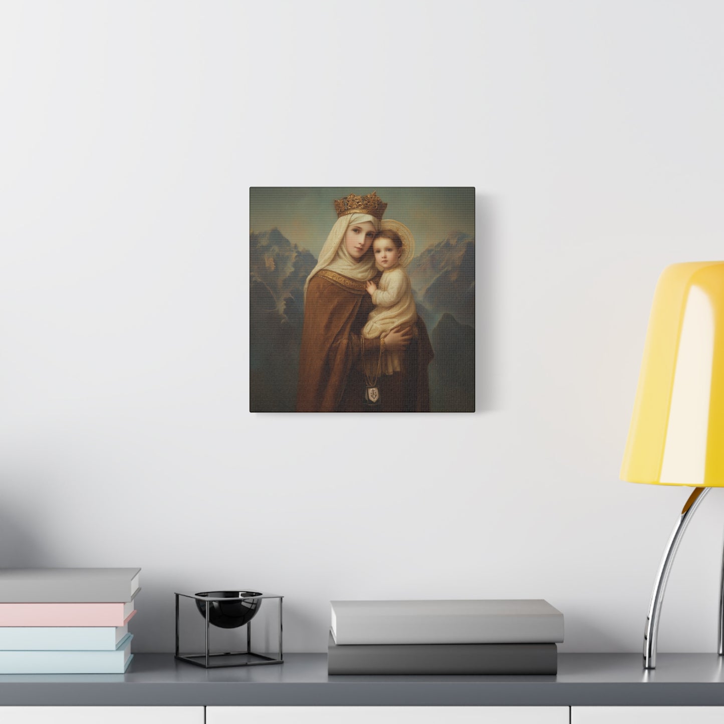 A Cord Between Heaven and Earth - Our Lady of Mount Carmel Wrapped Canvas Print - Multiple Sizes - Catholic Home art Matte Canvas, Stretched