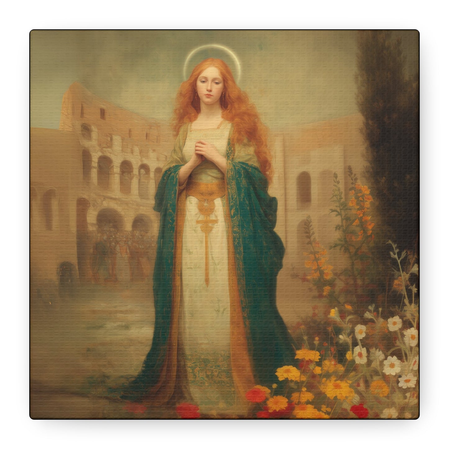 Saint Justina - Multiple Sizes - Catholic Home art - Museum Wrapped Canvas - Sanctified Souls Print - Catholic Martyr Art