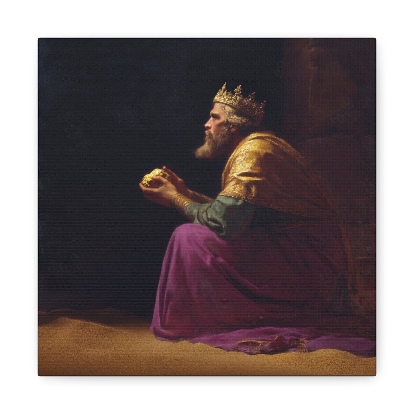 Melchior and the Gift Fit for a King - 3 Wise Men - Gallery Wrapped Canvas - Print - Religious Art for your Home - Catholic