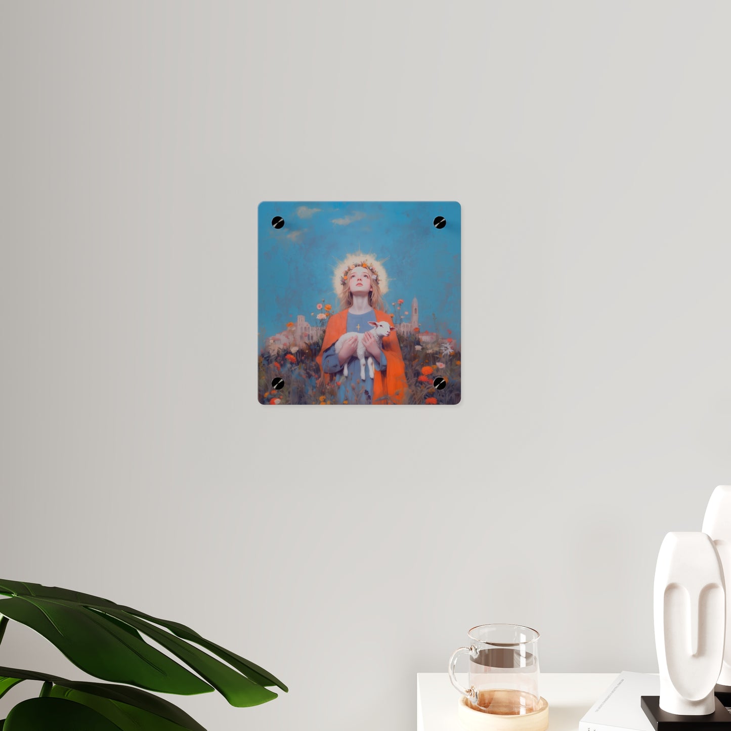Saint Agnes of Rome Wall Art Panel - Ready to Hang Acrylic Print - Catholic Saint Art - Patron Saint Print - No Frame needed