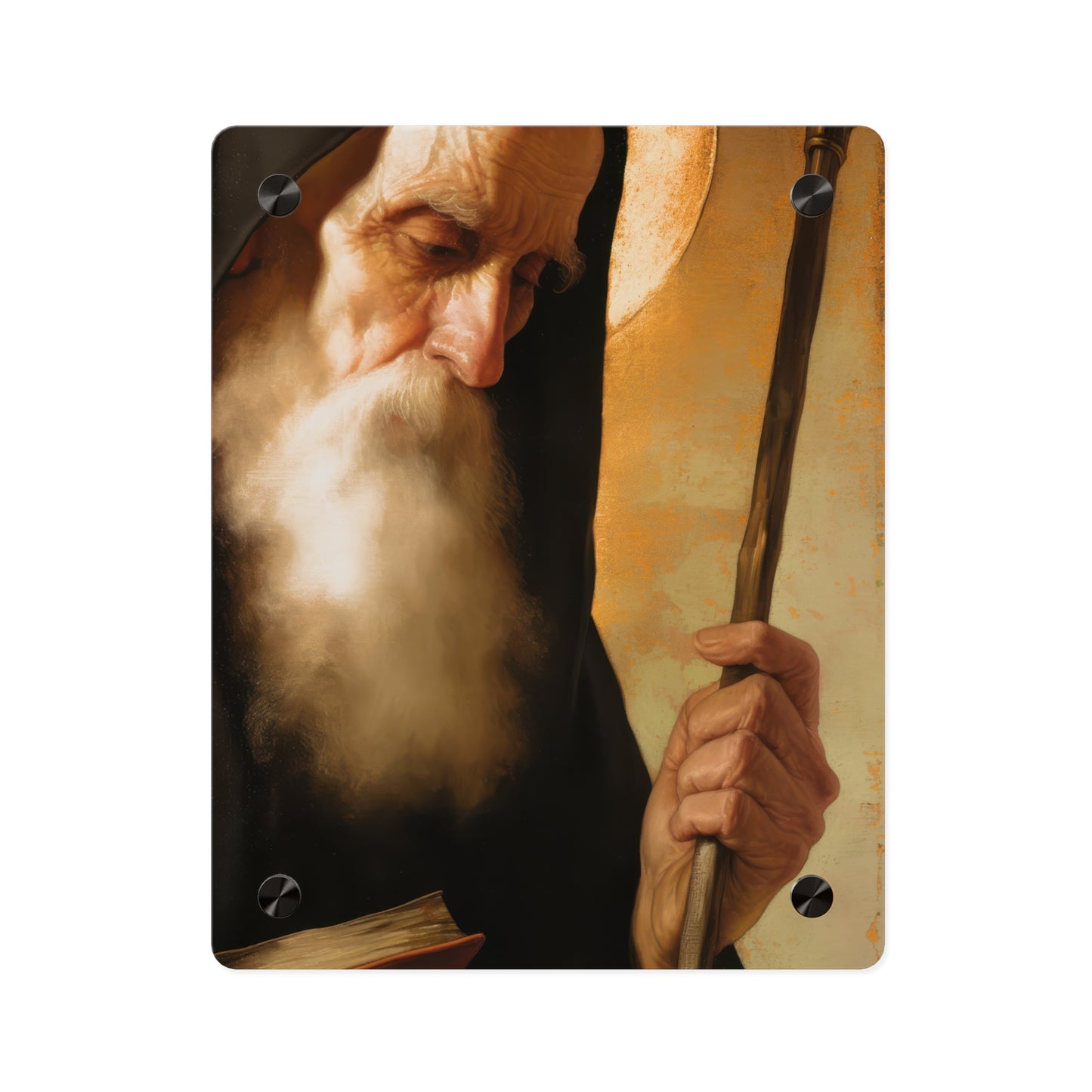 Saint Benedict Wall Art Panel - Ready to Hang Acrylic Print - Catholic Saint Art - Patron Saint Print - No Frame needed