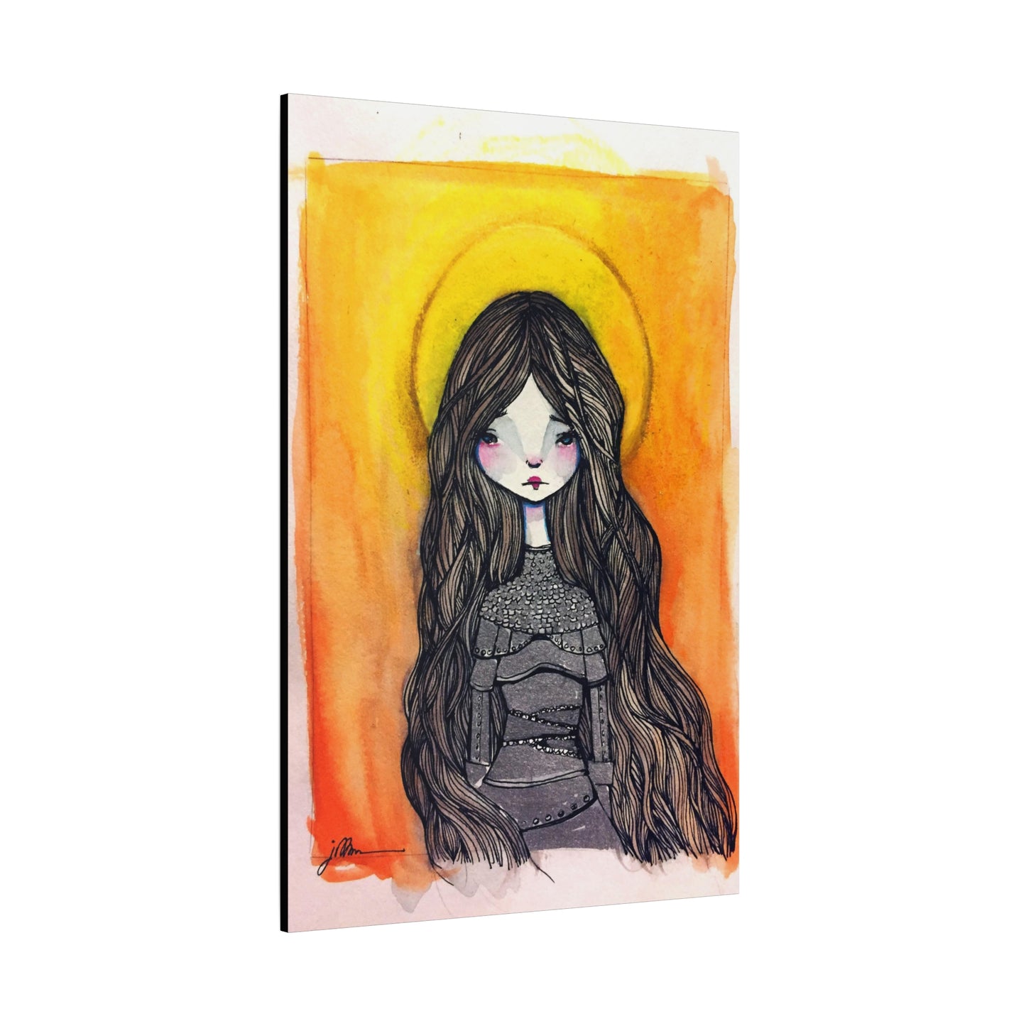 Saint Joan of Arc Canvas Print - Hand-Drawn Catholic Art Print | Christian Sacred Wall Art | Sanctified Solocosmo Religious Artwork