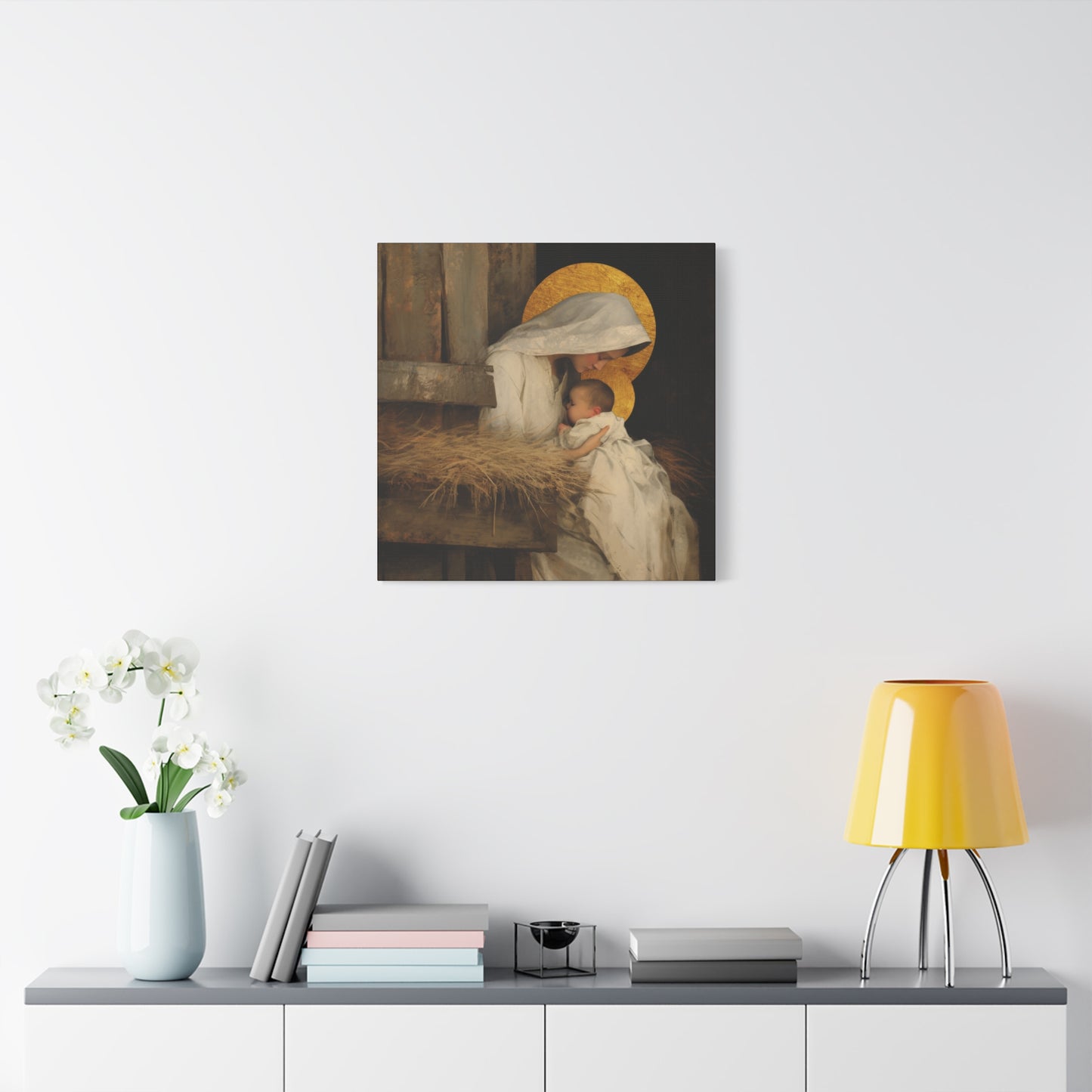 Our Lady of the Manger - Mother Mary and the Christ Child - Gallery Wrapped Canvas - Print - Religious Art for your Home - Catholic