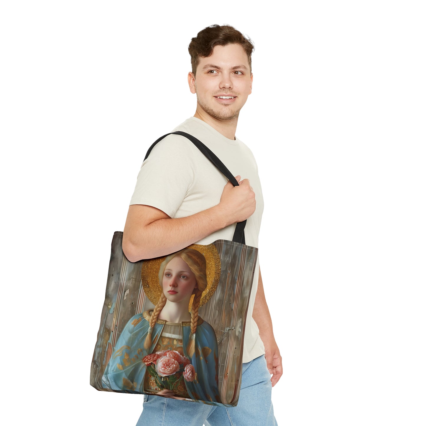 Saint Fina Tote Bag - Purse - Three sizes - Large Medium Small Faith Art Bag - Catholic faith carry-all purse - Double Sided