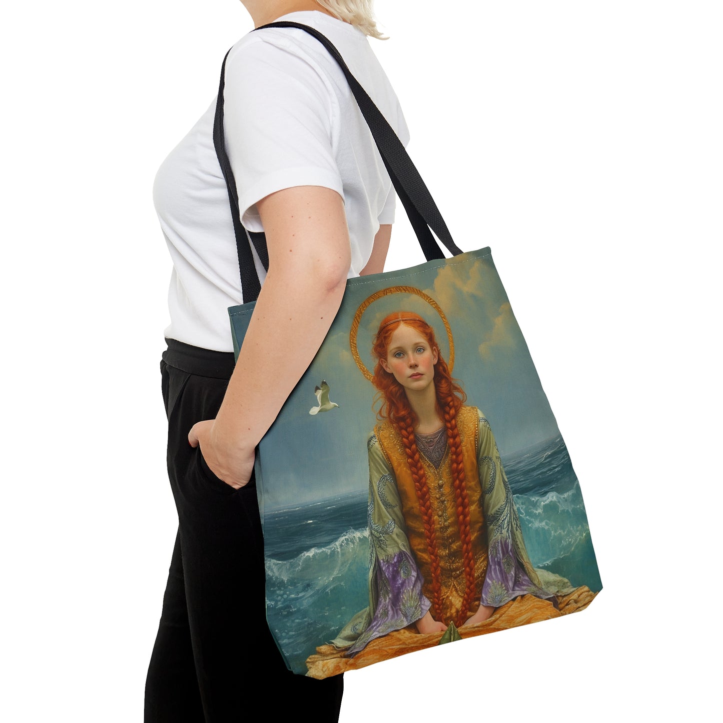 Saint Ia of Cornwall Tote Bag - Large Medium Small Faith Art Bag - Carry all reusable Art purse - Double Sided - Religious Saint Art
