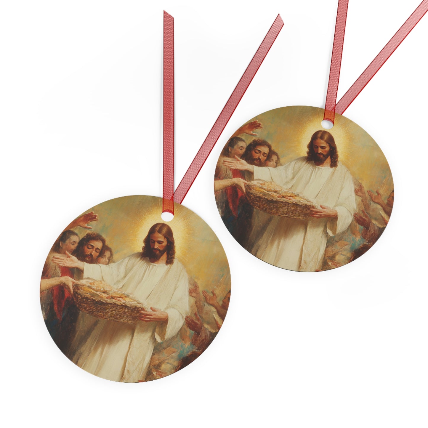 The Quiet Multiplication of Love : Loaves and Fishes - Metal Ornament - Religious Holiday Christmas Ornament and Keepsake