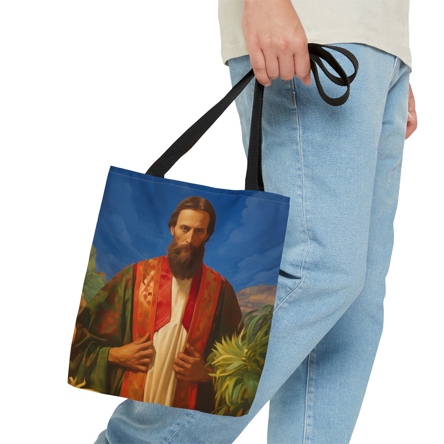 Saint John the Baptist Tote Bag - Large Medium Small Faith Art Bag - Re usable Tote Purse - Double Sided - Catholic Art Bag