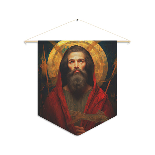Saint Andrew Wall Banner / Wall Hanging - Prayer room art - Catholic Home Art - Large Saint Art - 18" x 21"
