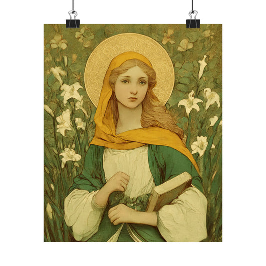 Saint Dymphna - Sanctified Souls Print - Multiple Sizes - Premium Matte Vertical Posters - Catholic