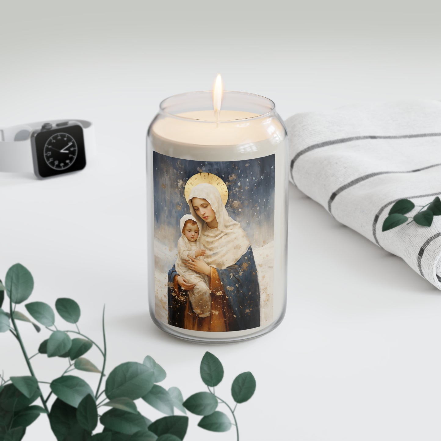 Winter's Grace : Our Lady of the Snows - Scented Prayer Candle, 13.75oz - Tall Size - Religious Prayer Candle - Catholic Art - Religious