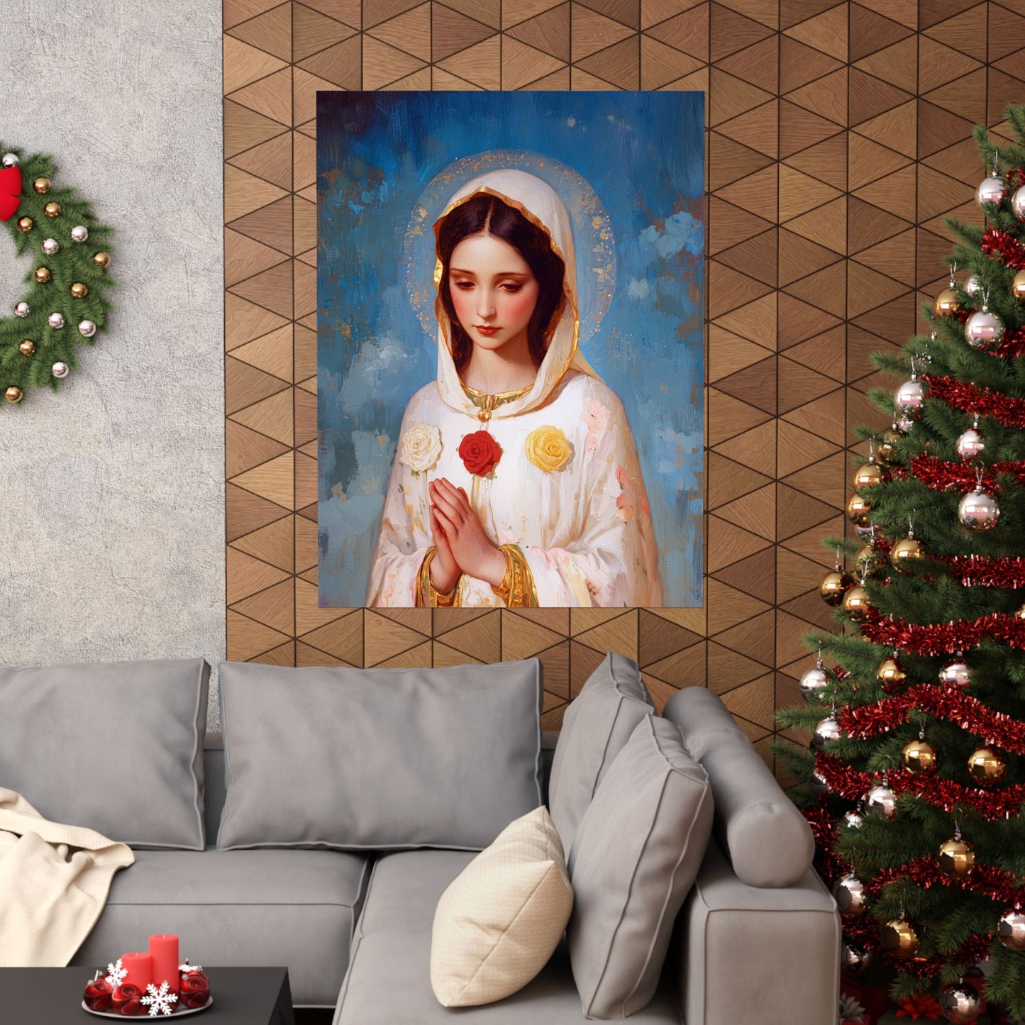 Rosa Mystica - Mystical Rose - Mother Mary - Marian Art - Sanctified Souls Print - Multiple Sizes - Premium Vertical Posters