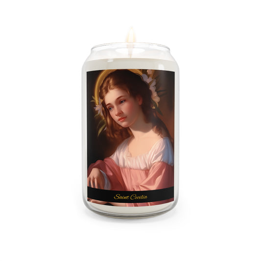 Saint Cecilia - Scented Prayer Candle, 13.75oz -  Candle - Catholic Art - prayer room - Religious Saint