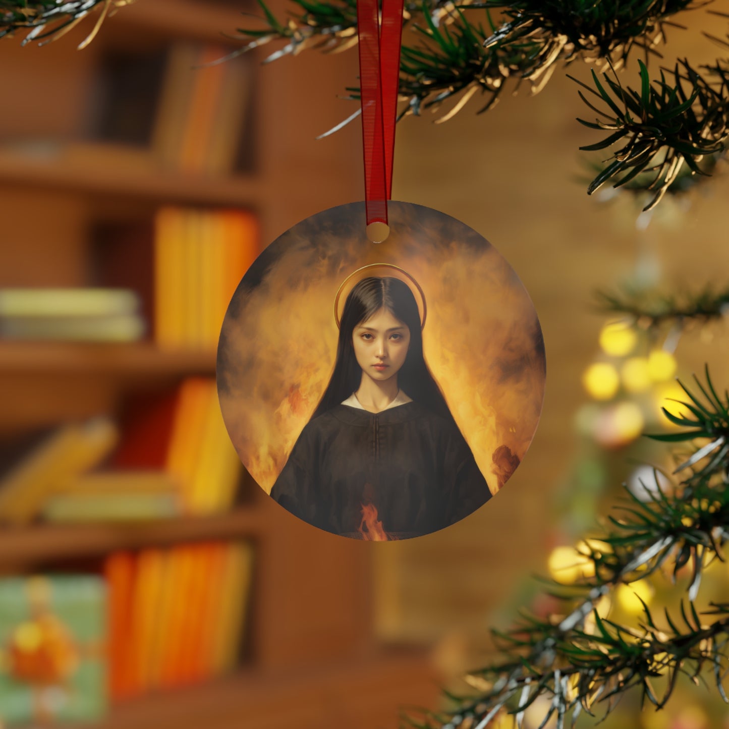 Blessed Mary Magdalen Kiota Metal Ornament - Religious Holiday Christmas Keepsake - Religious Catholic Tree Ornament - Holiday Art Piece