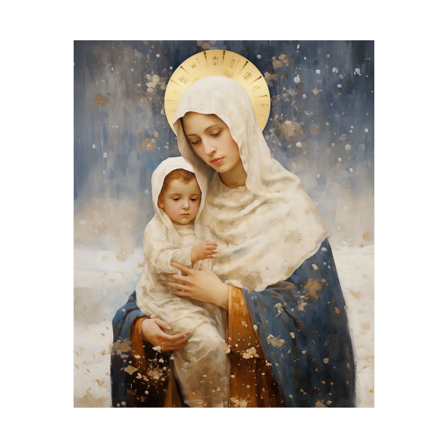 Winter's Grace : Our Lady of the Snows Print - Sanctified Souls Print - Multiple Sizes - Premium Matte Vertical Posters