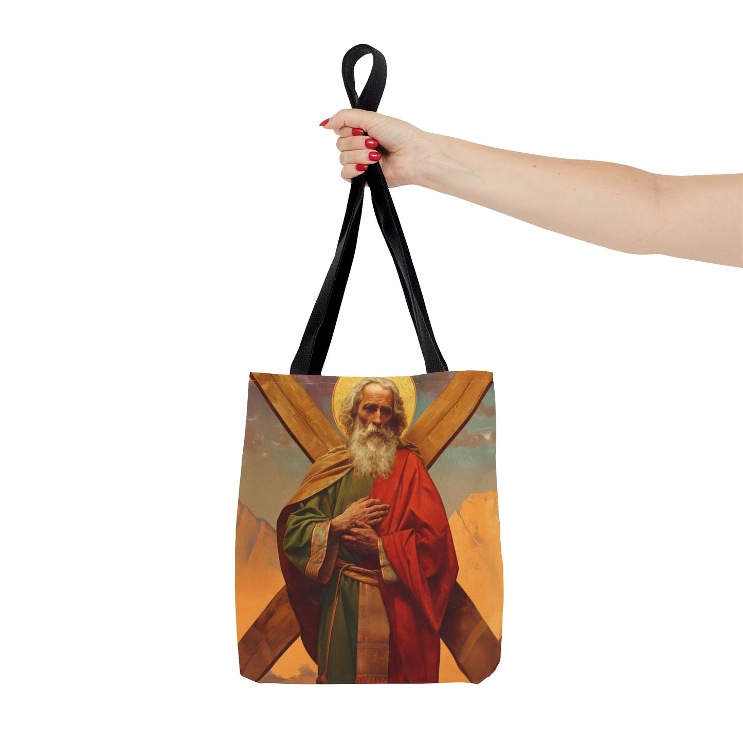 Saint Andrew the Apostle - Tote Bag - Large Medium Small Faith Art Bag - Re usable Tote Purse - Double Sided - Catholic Art Bag