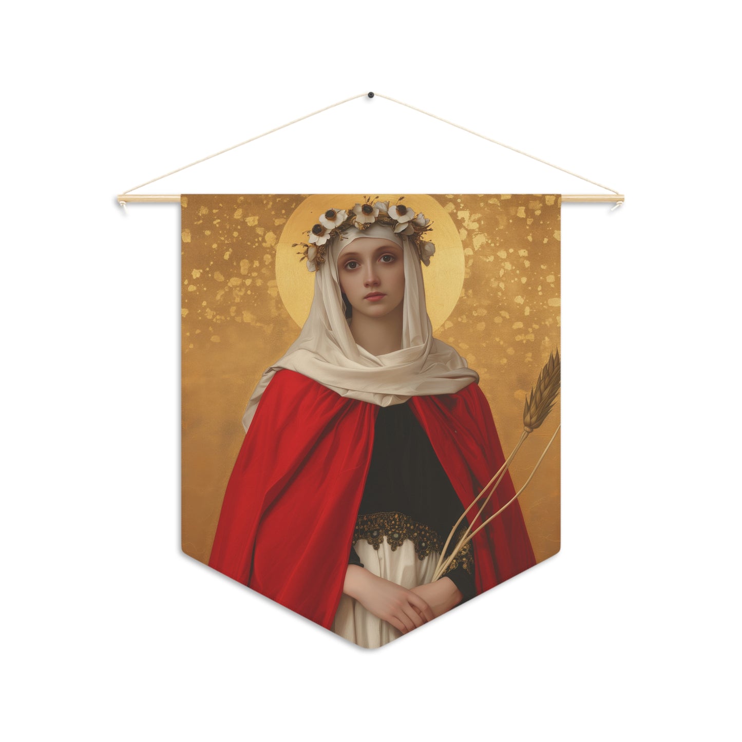 Saint Solange of Bourges Wall Banner / Wall Hanging - Prayer room art - Catholic - Large Saint Art - 18" x 21"