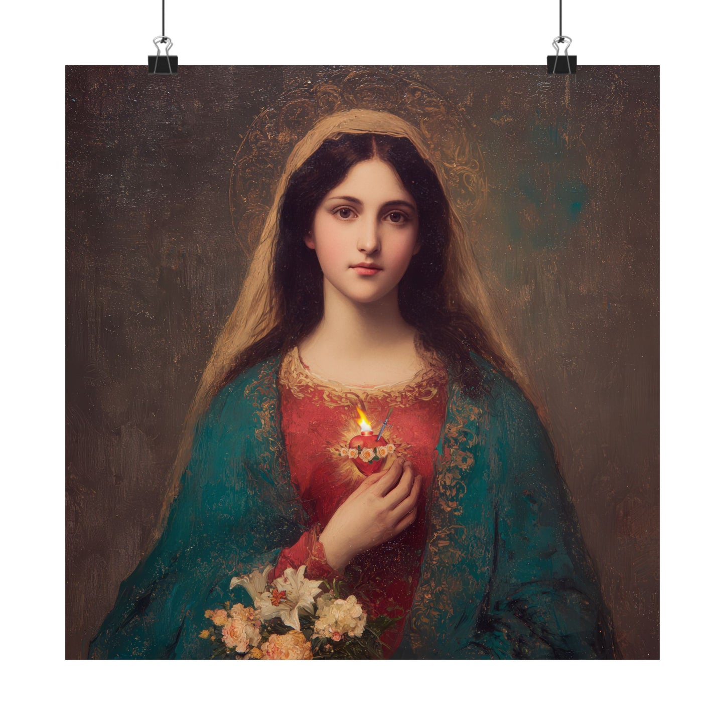 The Immaculate Heart of Mary - Mother Mary - Marian Art - Sanctified Souls Print - Multiple Sizes - Premium Matte Vertical Posters