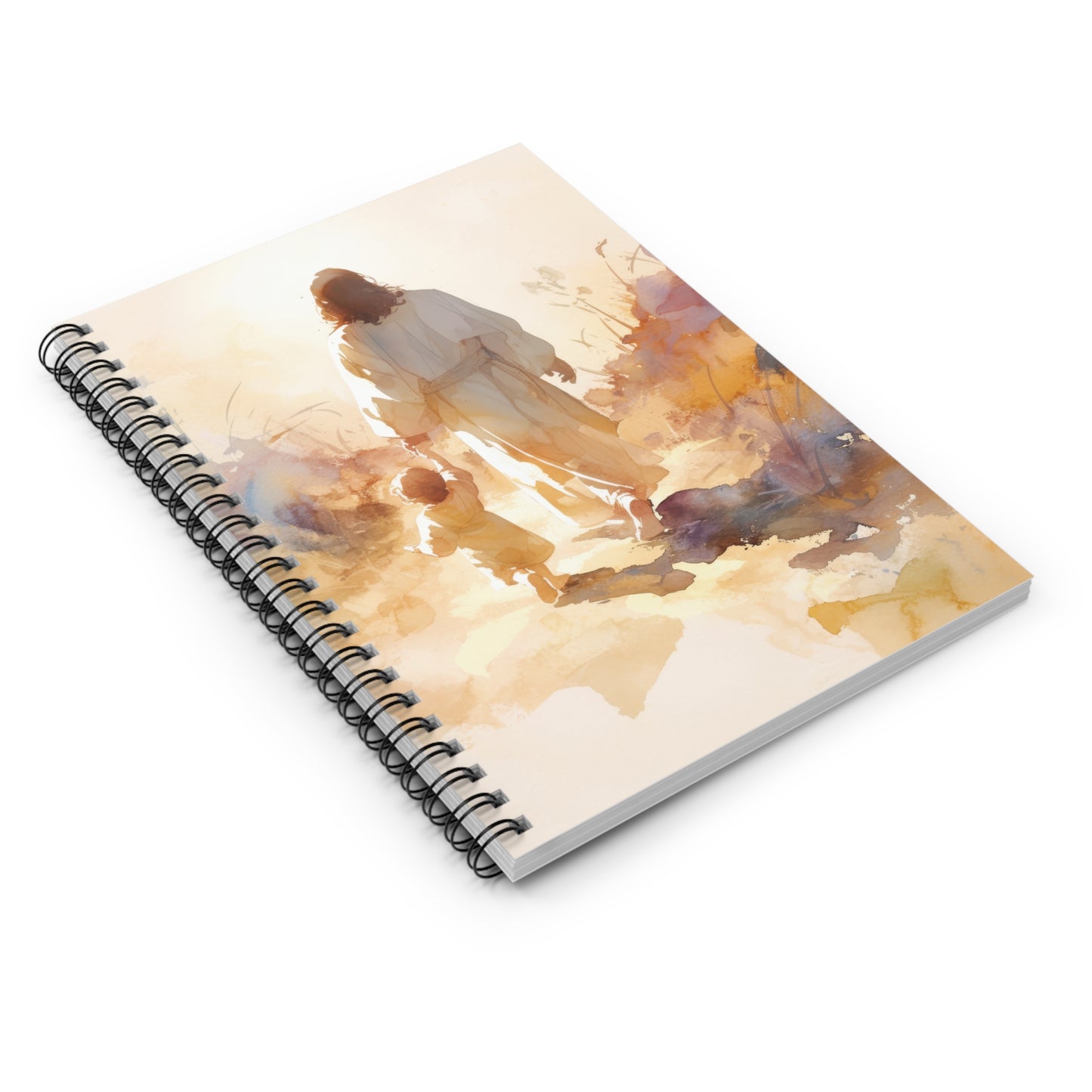 Jesus Guiding a Child in Faith - Christ and Child - Sanctified Souls Art - Religious - Spiral Notebook - Ruled Line - Religious art
