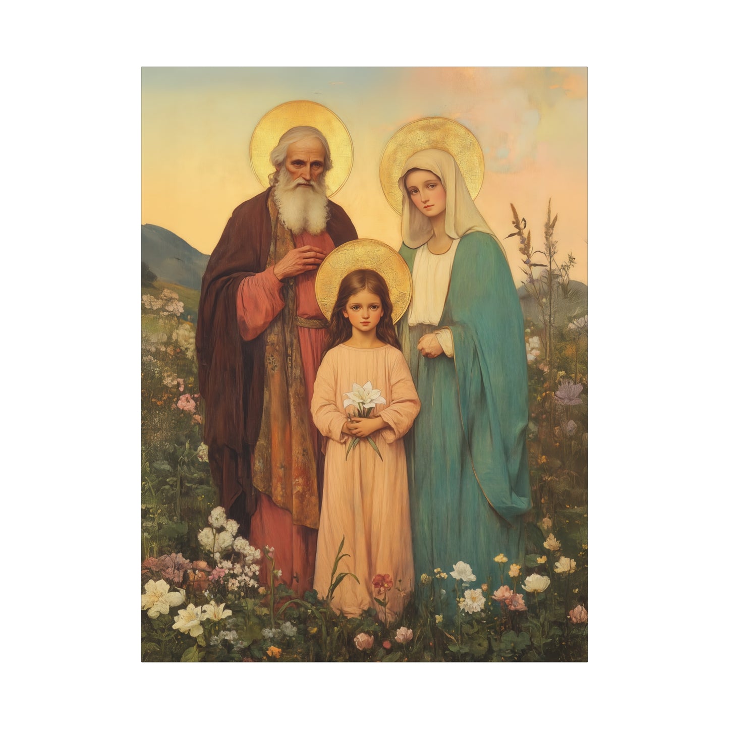 Saints Joachim and Anne with Young Mary - Gallery Wrapped Canvas - Print - Religious Art for your Home - Catholic Art