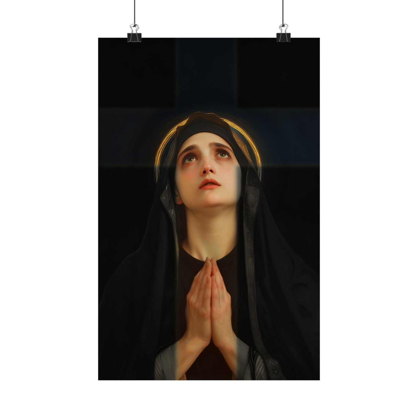 Our Lady of the Cross - Mother Mary  - Our Lady of the Crucifix - Marian Art  - Sanctified Souls Print - Multiple Sizes - Premium Posters