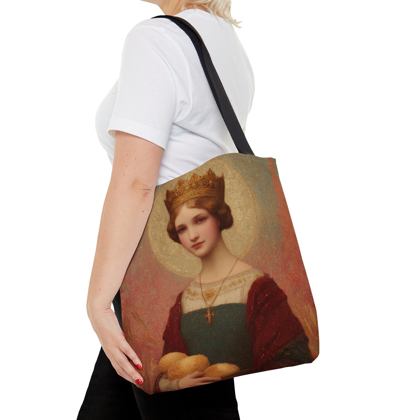 Saint Elizabeth of Hungary Tote Bag - Large Medium Small Faith Art Bag - Catholic Faith Purse - Double Sided