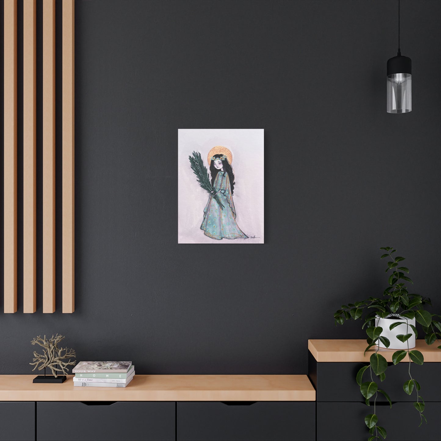 Saint Faith Canvas Print - Hand-Drawn Art - Catholic Print | Faith Hope and Charity Sacred Art | Sanctified Solocosmo Religious Artwork