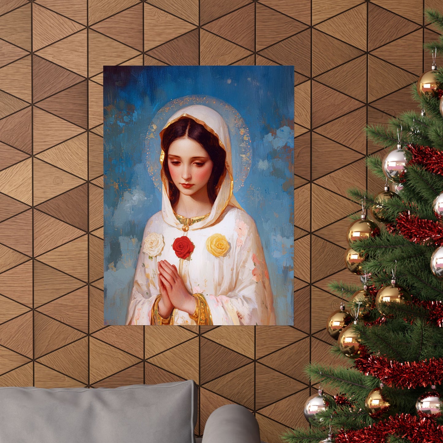 Rosa Mystica - Mystical Rose - Mother Mary - Marian Art - Sanctified Souls Print - Multiple Sizes - Premium Vertical Posters