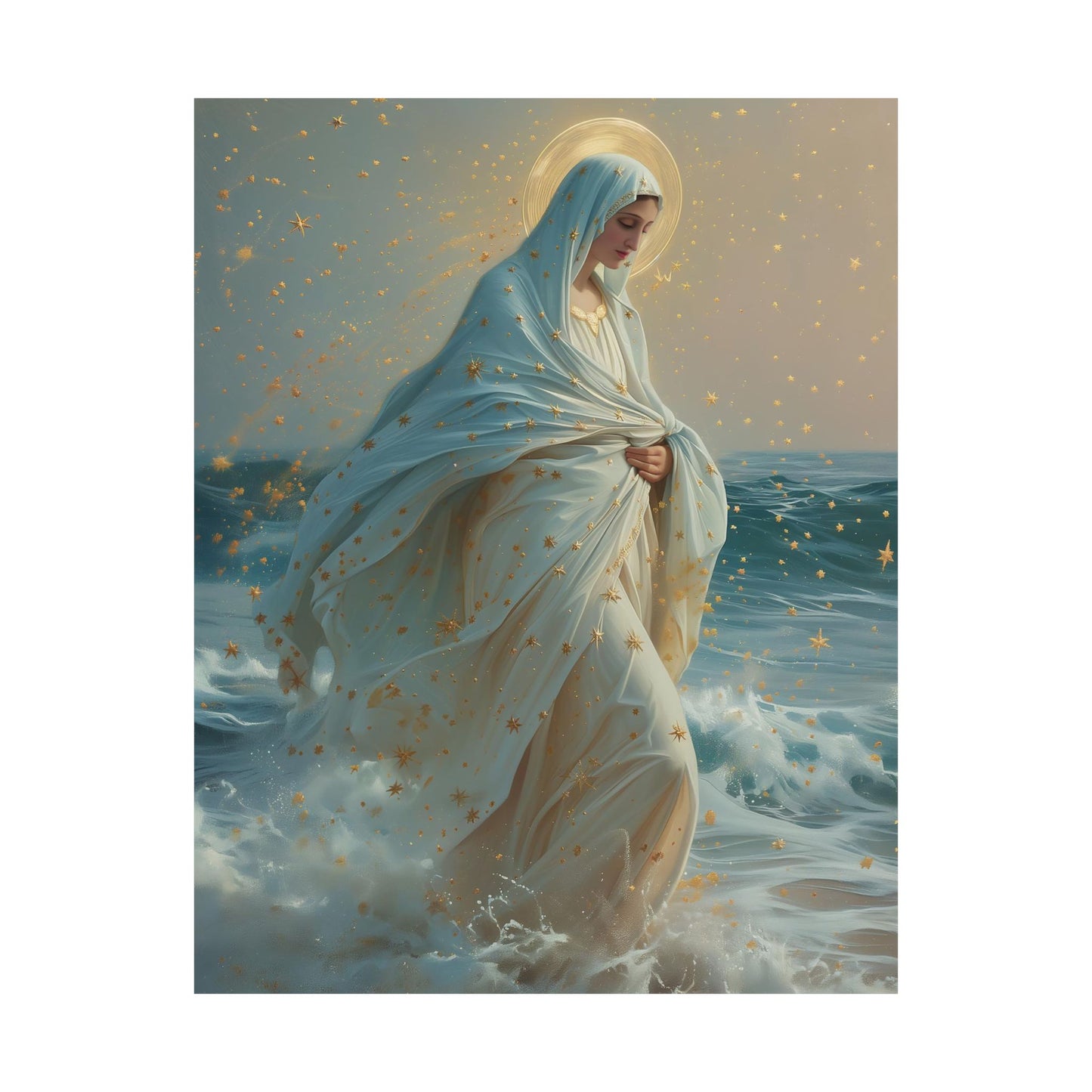 Guiding Light - Our Lady, Star of the Sea Oval Necklace - Sanctified Souls - Multiple Sizes - Premium Matte Posters - Religious Art Poster