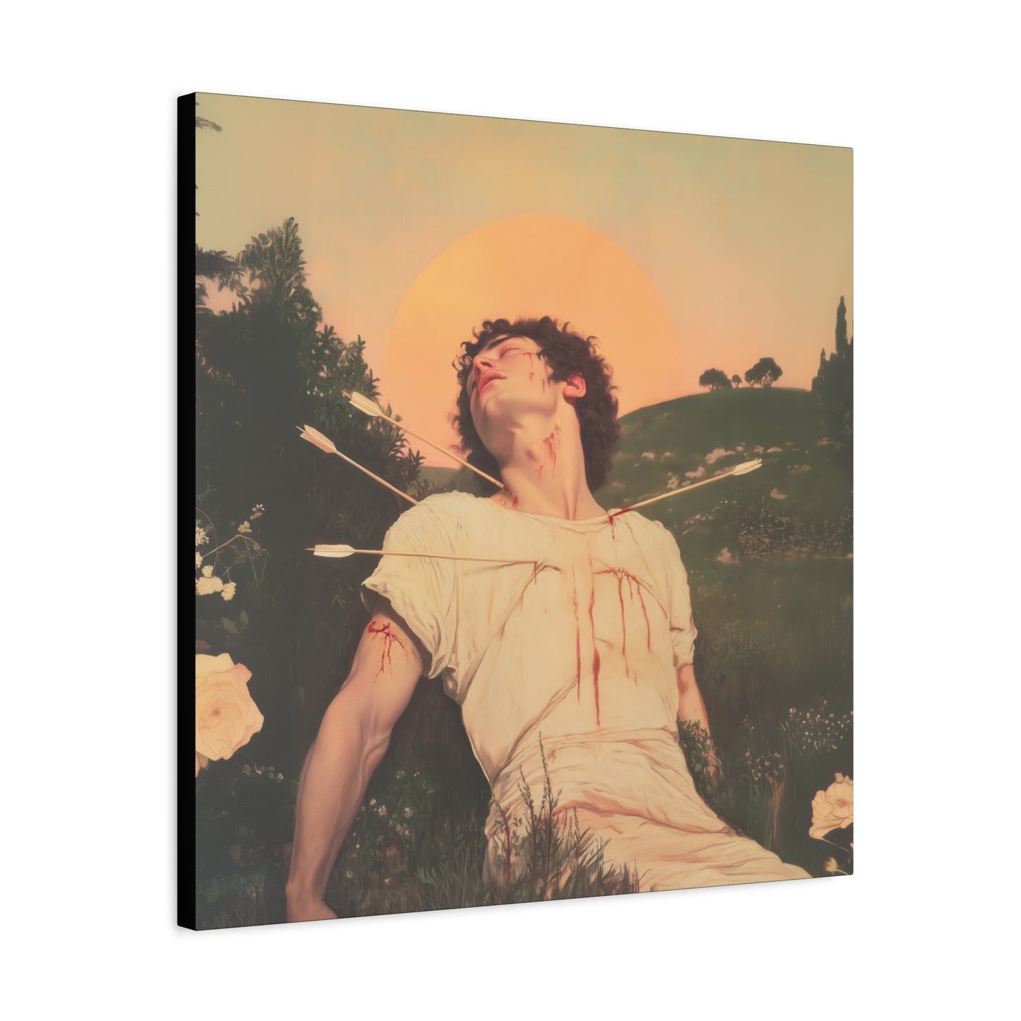 Saint Sebastian -  Museum Wrapped Canvas - Sanctified Souls Print - Religious Art for your Home - Catholic Patron Saint Art
