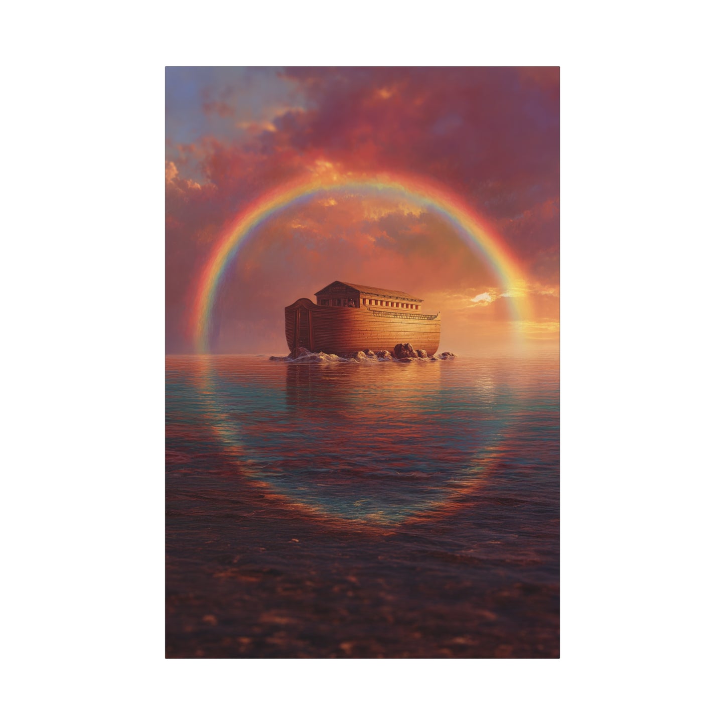 Sheltered Beneath the Covenant Sky - Noah's Ark - Gallery Wrapped Canvas - Print - Religious Art for your Home - Catholic