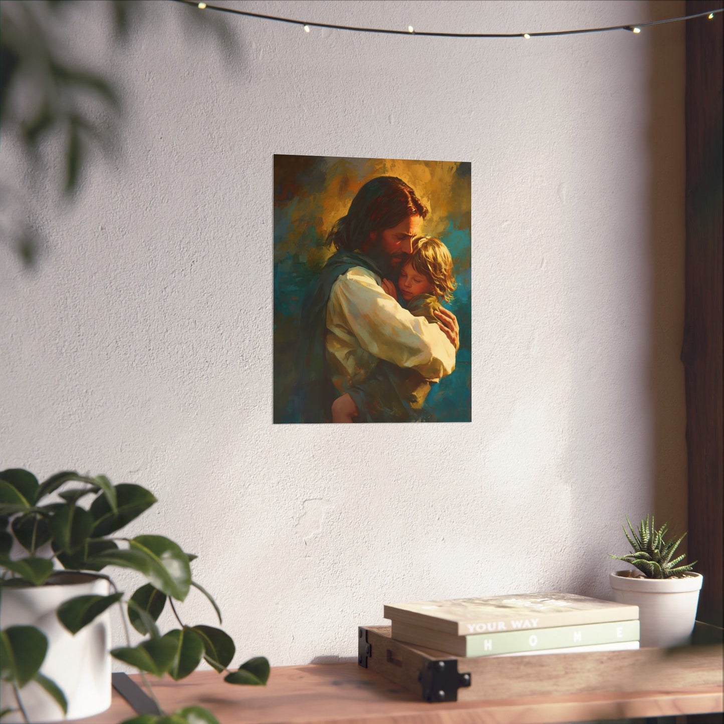 Christ's Compassionate Embrace Poster Print - Sanctified Souls Print - Multiple Sizes - Premium Posters - Catholic Art - Christian painting