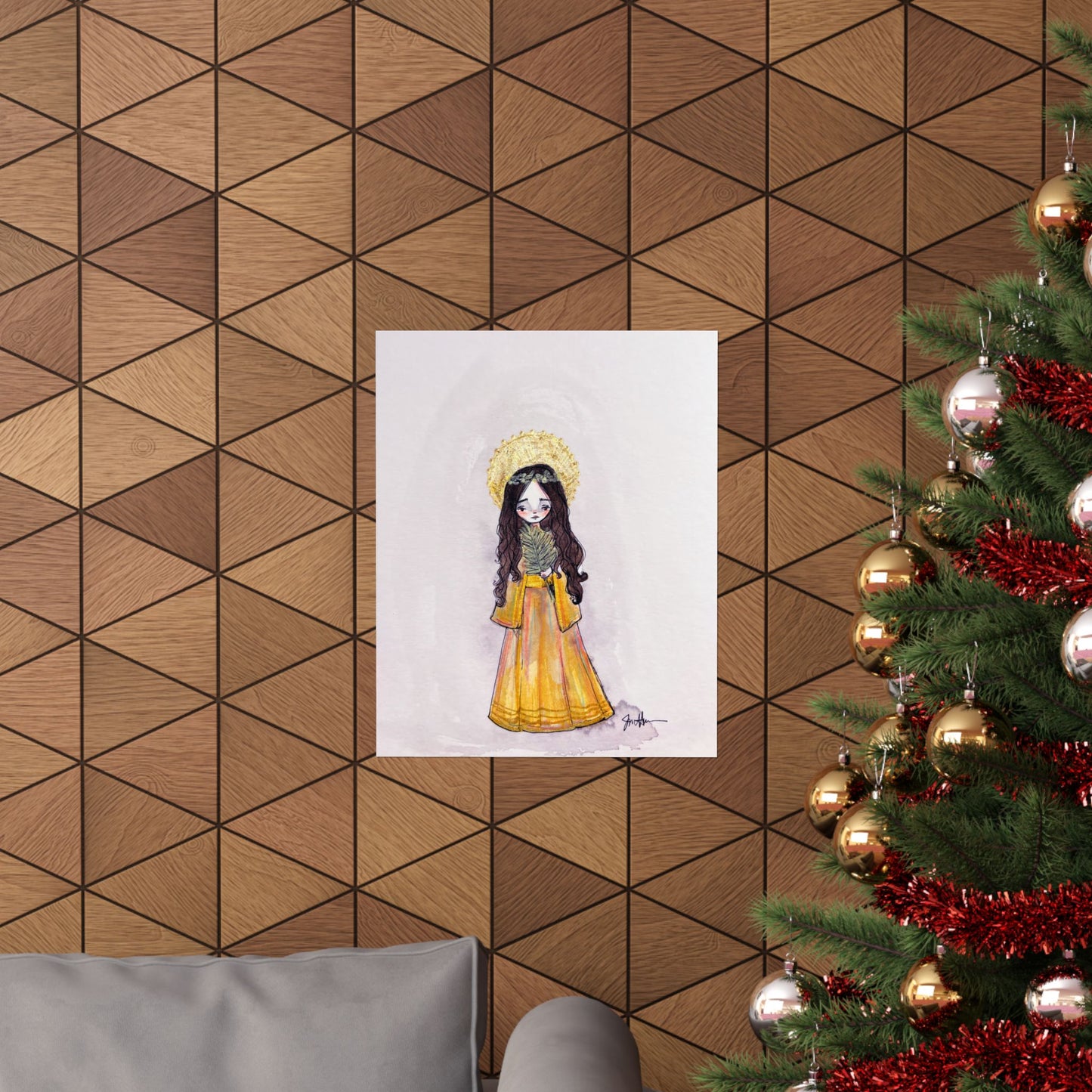 Saint Charity Poster - Hand-Drawn Art | Catholic Art Print | Faith Hope and Charity Youngest Sister | Devotional Wall Art