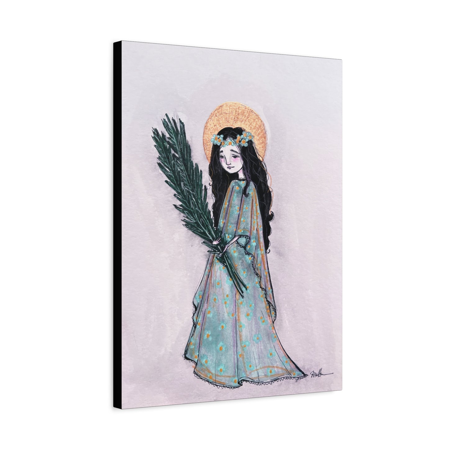 Saint Faith Canvas Print - Hand-Drawn Art - Catholic Print | Faith Hope and Charity Sacred Art | Sanctified Solocosmo Religious Artwork