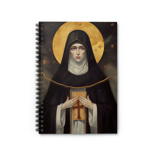 Saint Scholastica Journal - Sanctified Souls Art - Religious Based Notebook - Spiral Notebook - Ruled Line